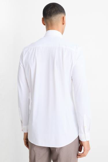 Hommes - Chemise de bureau - slim fit - col kent - Flex - blanc