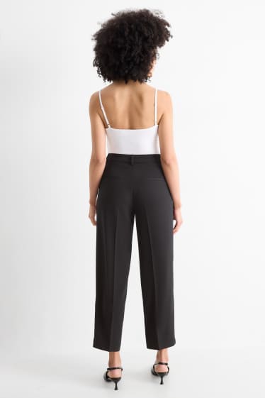 Femmes - Pantalon de toile - high waist - straight leg - noir