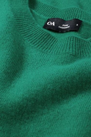 Femmes - Pull en maille en cachemire - manches courtes - vert