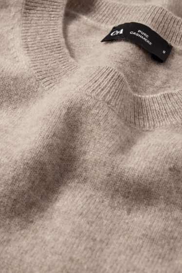 Femmes - Pull en maille en cachemire - manches courtes - beige