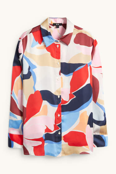 Donna - Camicia di raso - fantasia - colorato