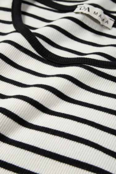 Women - Nursing T-shirt - slim fit - ribbed - striped - white / black