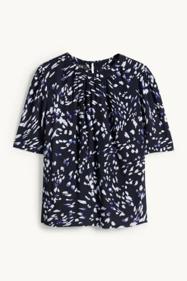 Damen - Bluse - gemustert - dunkelblau