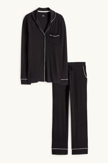 Damen - Viskose-Pyjama - schwarz