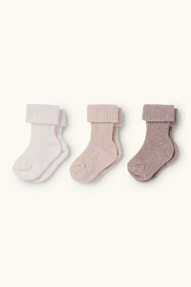 Unisex - Multipack 3er - Erstlings-Socken - gerippt - weiss