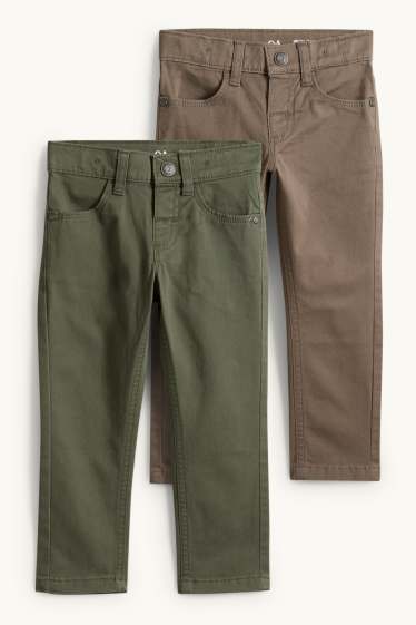 Enfants garçons - Lot de 2 - pantalons - marron / vert foncé