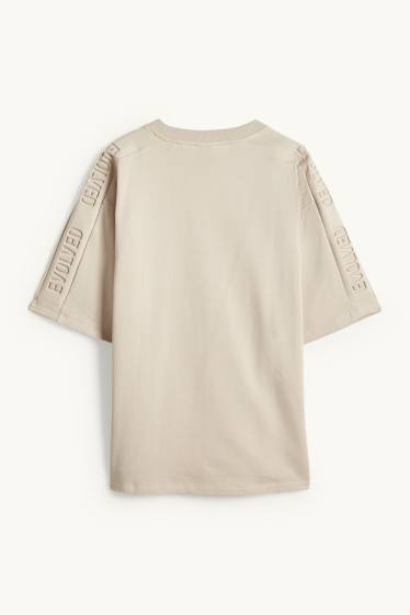 Pánské - Tričko - oversized - světle béžová