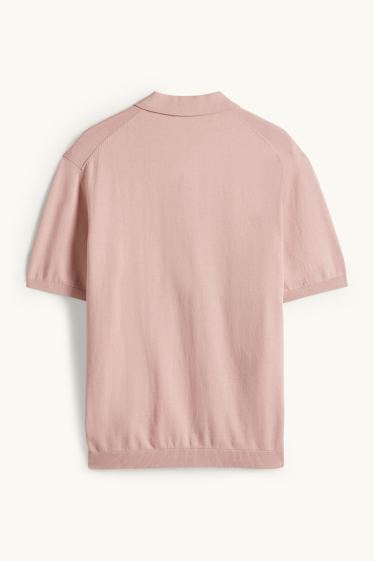 Bărbați - Tricou polo din tricot - regular fit - roz