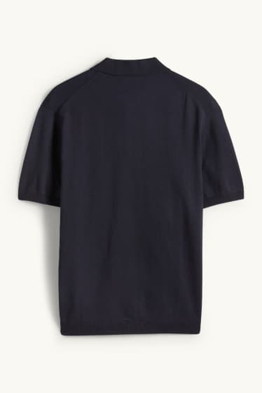 Bărbați - Tricou polo din tricot - regular fit - albastru închis