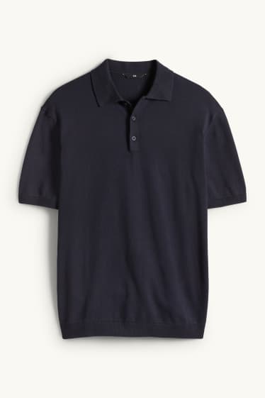Bărbați - Tricou polo din tricot - regular fit - albastru închis