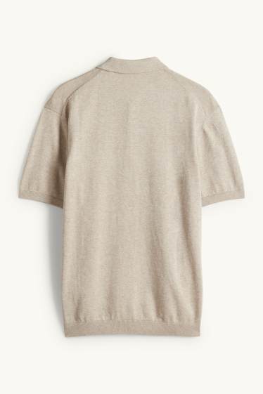 Bărbați - Tricou polo din tricot - regular fit - bej deschis
