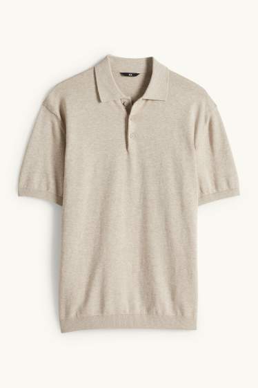 Bărbați - Tricou polo din tricot - regular fit - bej deschis