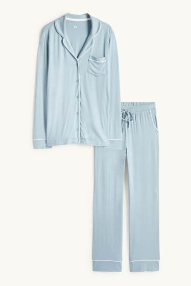Damen - Viskose-Pyjama - hellblau
