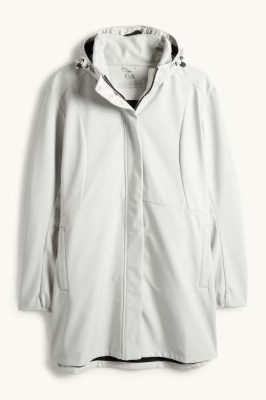 Femei - Palton din softshell cu glugă - rezistent la apă - 4 Way Stretch - gri deschis