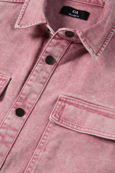 Herren - Jeanshemd - Relaxed Fit - Kent - dunkelrosa