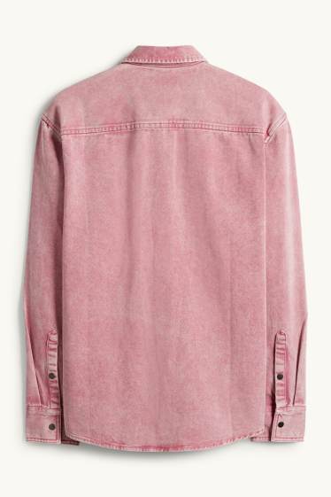 Herren - Jeanshemd - Relaxed Fit - Kent - dunkelrosa