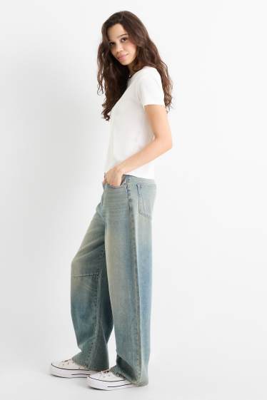 Damen - Balloon Jeans - Mid Waist - helljeansblau