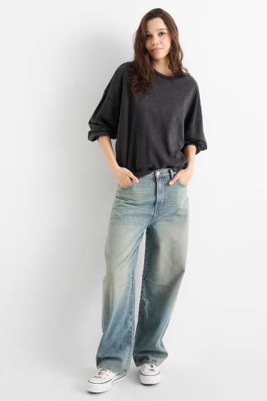 Damen - Balloon Jeans - Mid Waist - helljeansblau