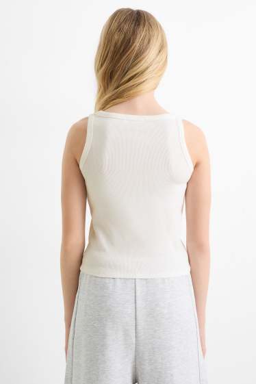 Kinderen: meisjes - Set van 4 - singlet - geribd - wit