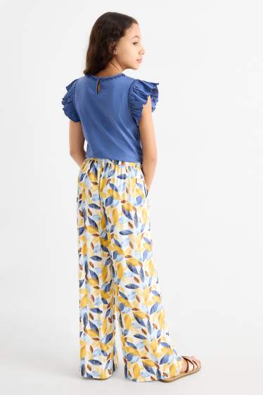 Kinder Mädchen - Stoffhose - Glanz-Effekt - gemustert - gelb