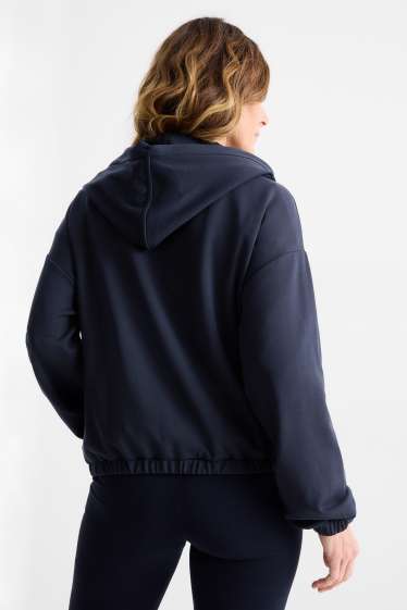Femei - Hanorac cu fermoar și glugă - albastru închis
