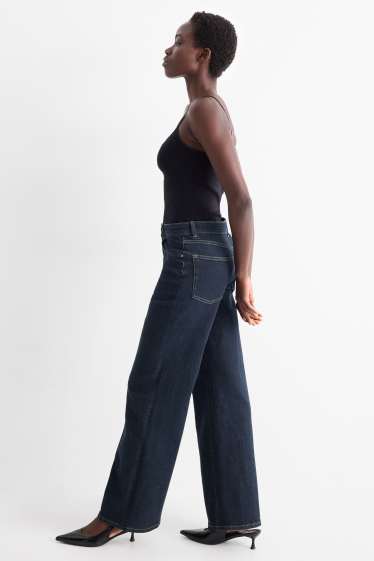 Femmes - Wide leg jean - mid waist - jean bleu foncé