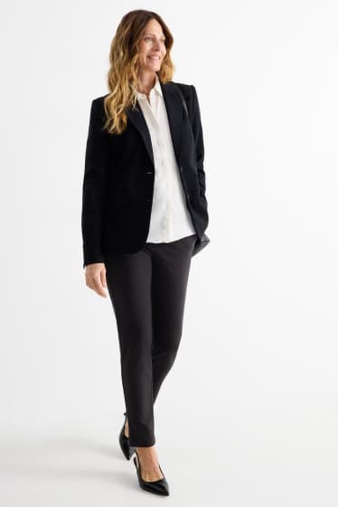 Femei - Pantaloni din jerseu - talie înaltă - tapered fit - negru