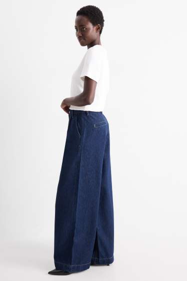 Donna - Jeans a gamba larga - vita alta - jeans blu scuro