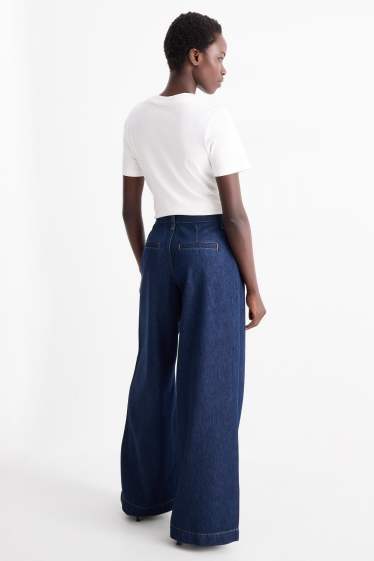 Donna - Jeans a gamba larga - vita alta - jeans blu scuro