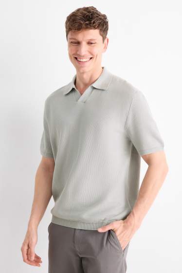 Hommes - Polo en maille - regular fit - finition texturée - gris
