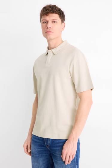 Heren - Poloshirt - relaxed fit - beige