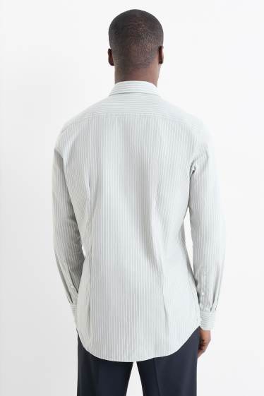 Home - Camisa formal - slim fit - Kent - no requereix planxada - de ratlles - verd clar