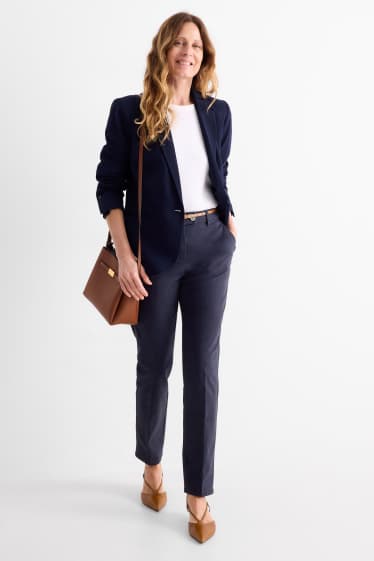 Femmes - Pantalon de toile à ceinture - midwaist - tapered fit - bleu foncé