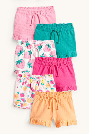 Kinderen: meisjes - Set van 6 - fruit - short - met structuur - gekleurd