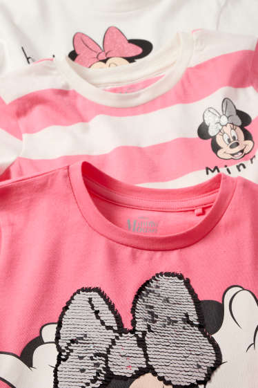 Nena - Paquet de 3 - Minnie Mouse - samarreta de màniga curta - efecte brillant - fúcsia