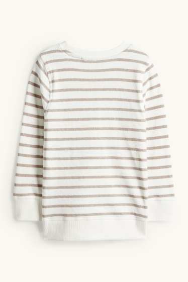 Děti - chlapci - Mikina - žebrovaná - pruhovaná - béžová