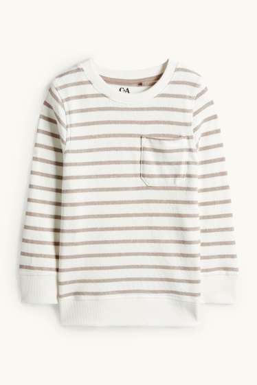 Děti - chlapci - Mikina - žebrovaná - pruhovaná - béžová