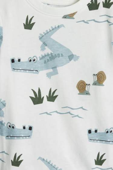 Enfants garçons - Lot de 3 - crocodile et escargot - T-shirt - bleu  / beige
