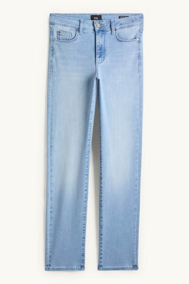 Women - Straight jeans - mid-rise waist - denim-light blue