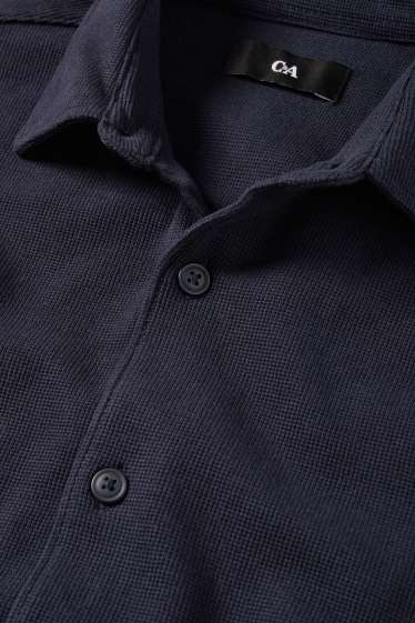 Home - Camisa - regular fit - Kent - texturada - blau fosc