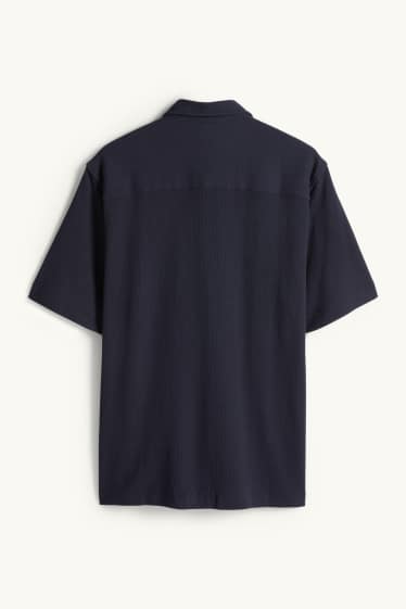 Home - Camisa - regular fit - Kent - texturada - blau fosc