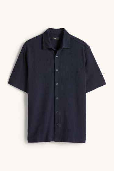 Home - Camisa - regular fit - Kent - texturada - blau fosc