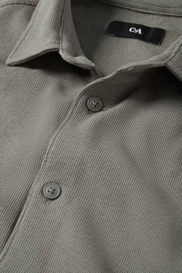 Home - Camisa - regular fit - Kent - texturada - verd fosc