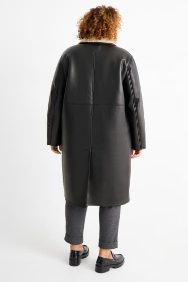 Femmes - Manteau imitation mouton - synthétique - noir