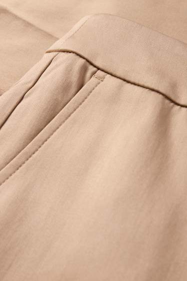 Women - Cloth trousers - mid-rise waist - slim fit - beige