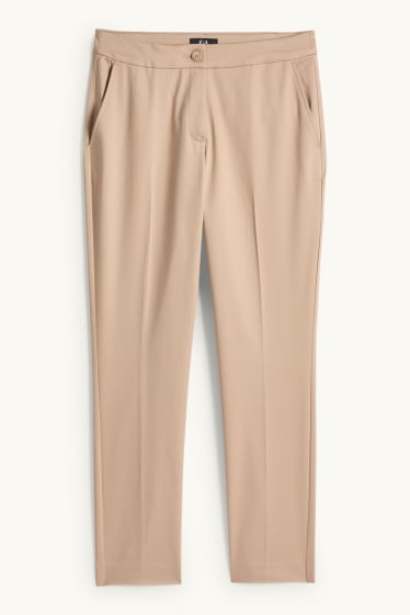 Women - Cloth trousers - mid-rise waist - slim fit - beige