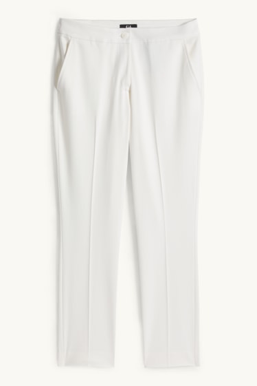 Damen - Stoffhose - Mid Waist - Slim Fit - weiss