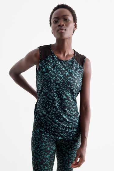Women - Technical top - 4 Way Stretch - patterned - dark green / black