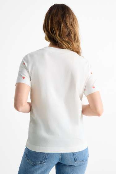Dámské - Tričko - regular fit - se vzorem - bílá/červená