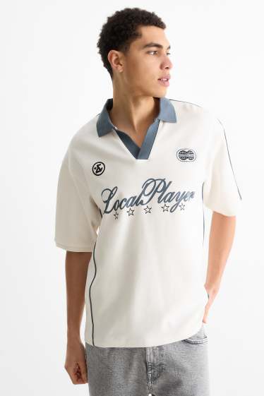 Hommes - T-shirt - oversize - blanc crème